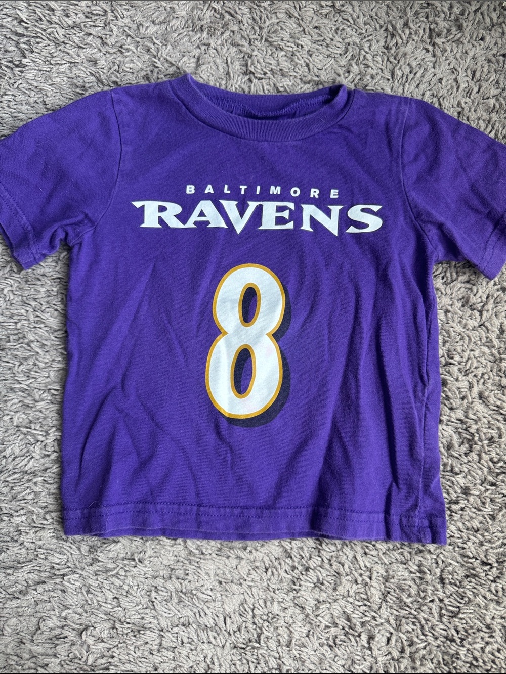 NFL Kids Purple Baltimore Ravens Tee with White and Gold #8